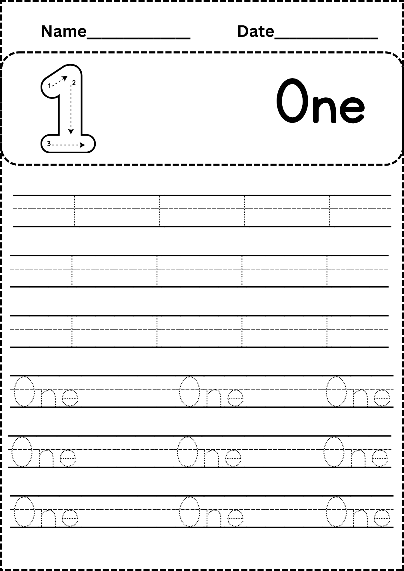 free number tracing template