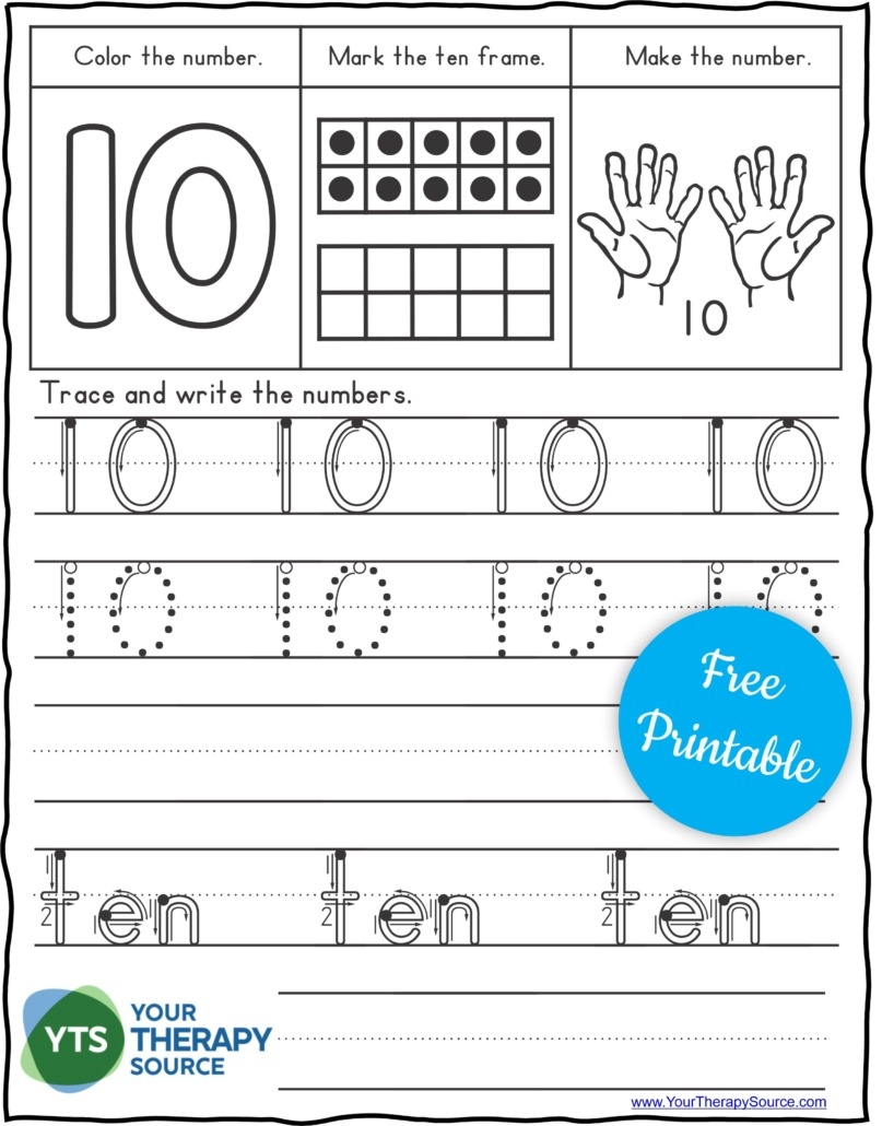 Number Tracing Worksheets PDF FREE Your Therapy Source