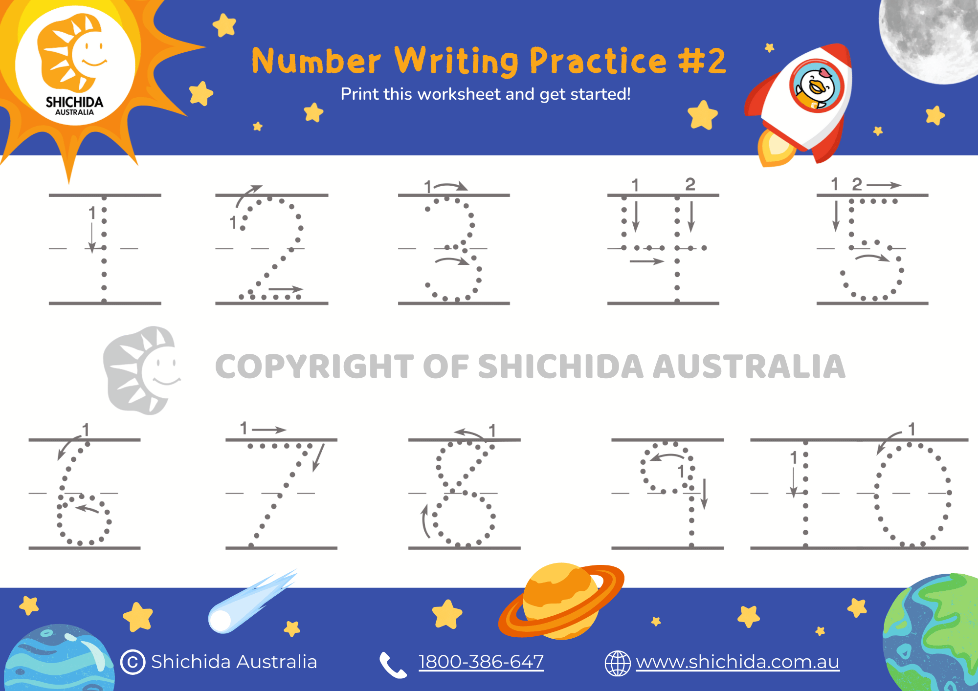 Number Writing Worksheet 2 Of 3 Number Writing Stroke Practice
