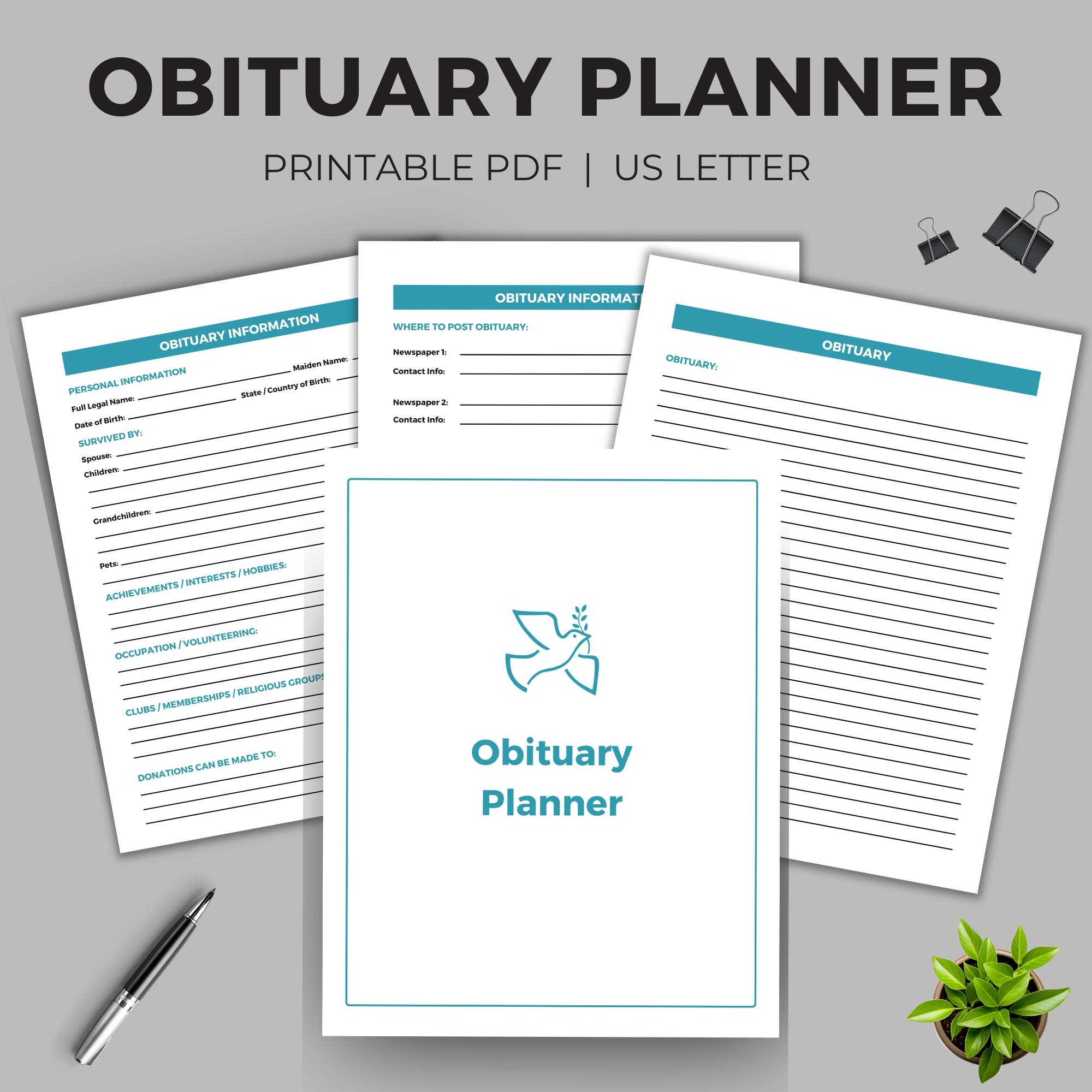 Obituary Planner Obituary Template Funeral Program End Of Life 