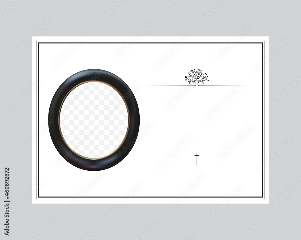 Obituary Template With Blank Space And Oval Picture Frame A4 