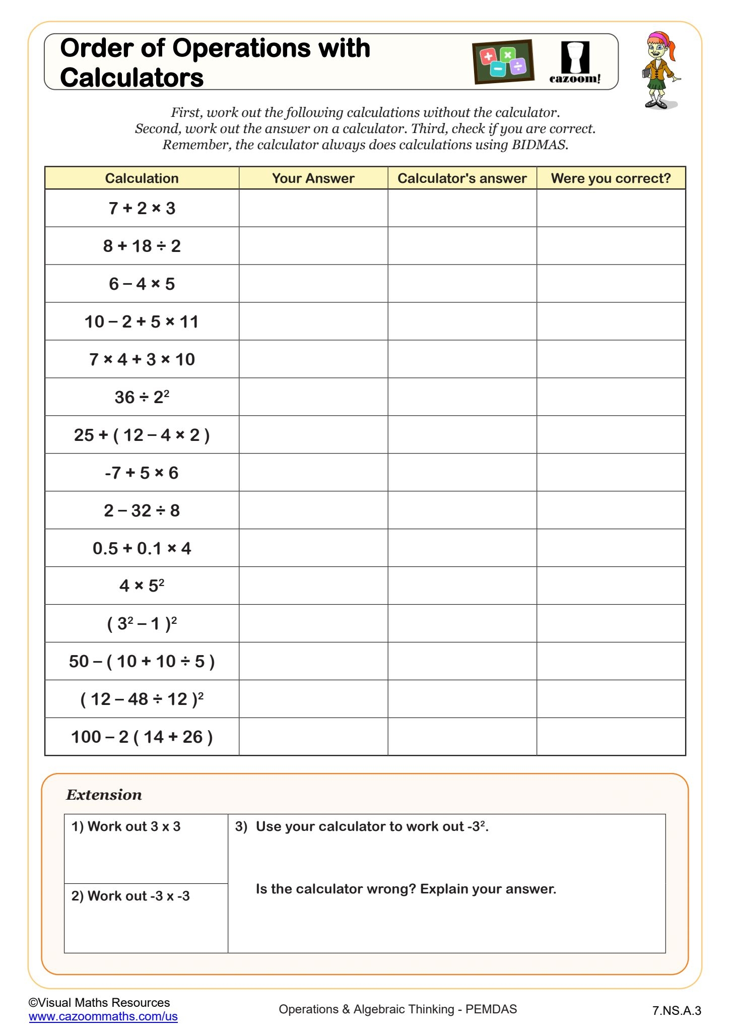 Order Of Operations With Calculators Worksheet Fun And Engaging 