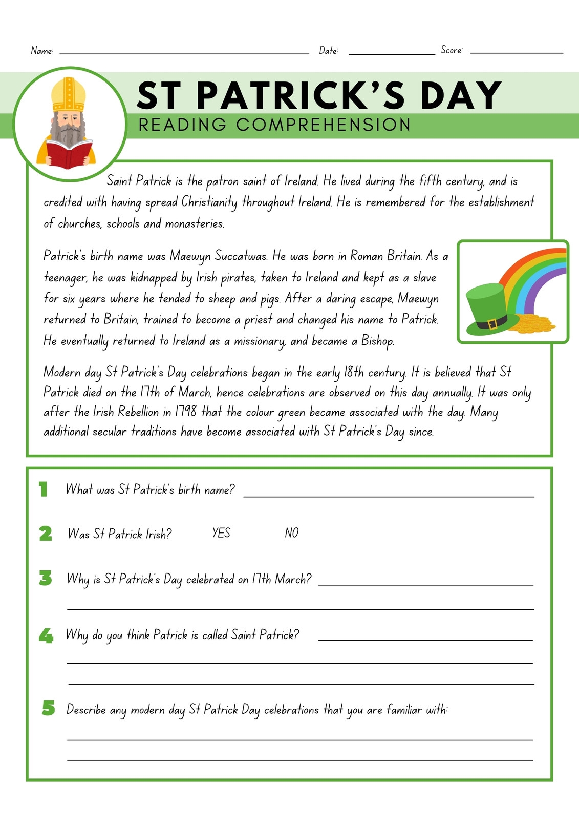 free 2nd grade reading worksheets