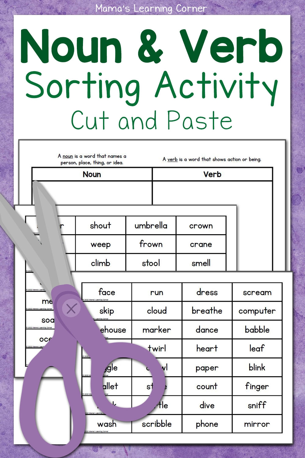 identifying noun and verb worksheets