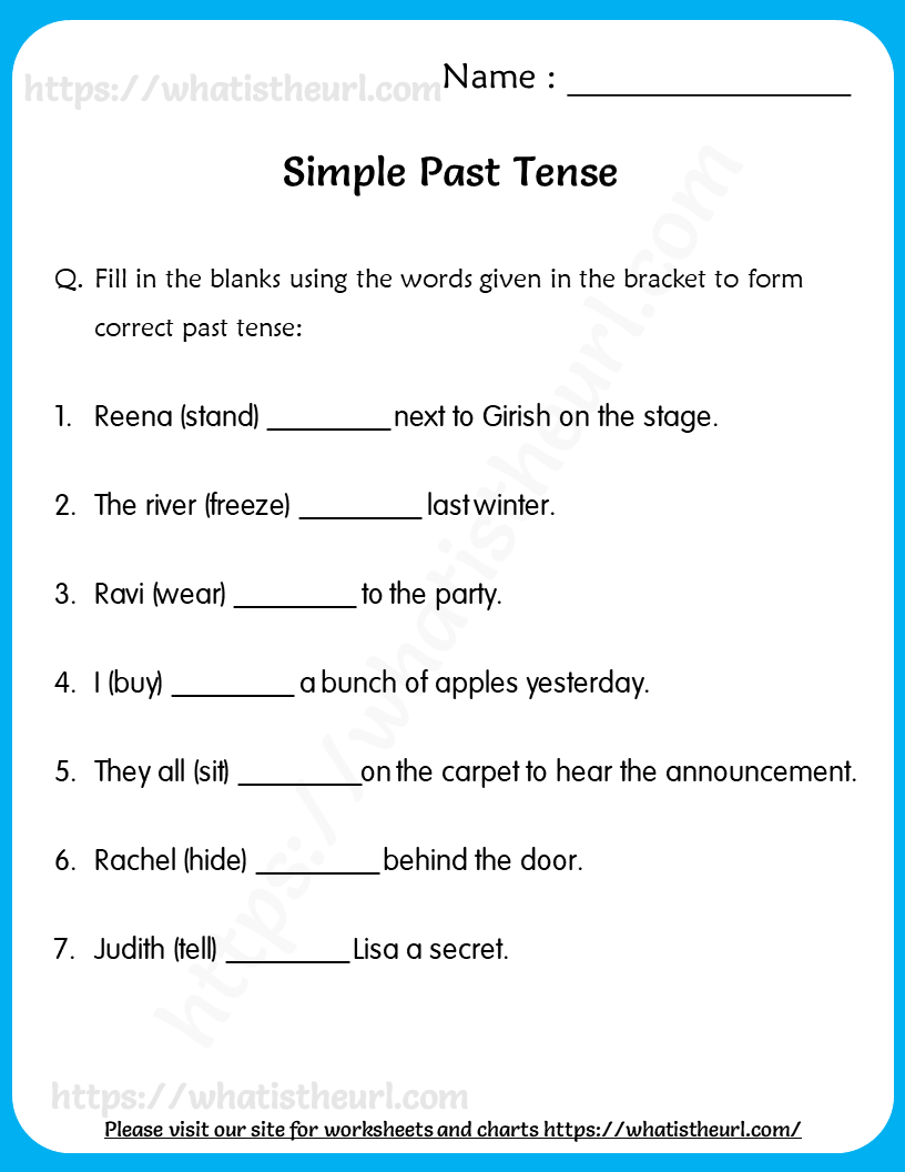 Past Tense Worksheet H W English Grammar Notes Teachmint Worksheets Library