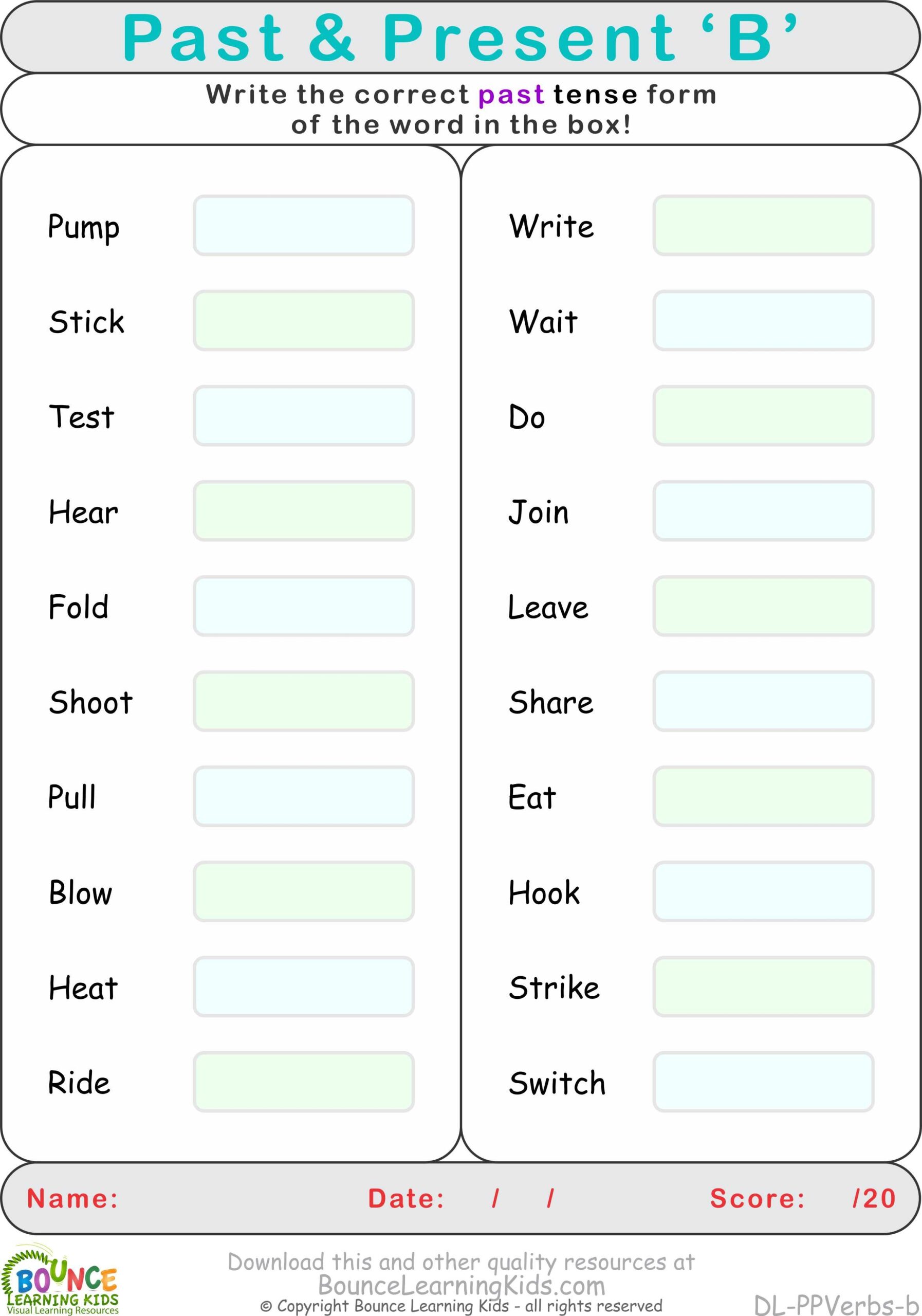 Past U0026 Present Tense Verbs PORTALLAS