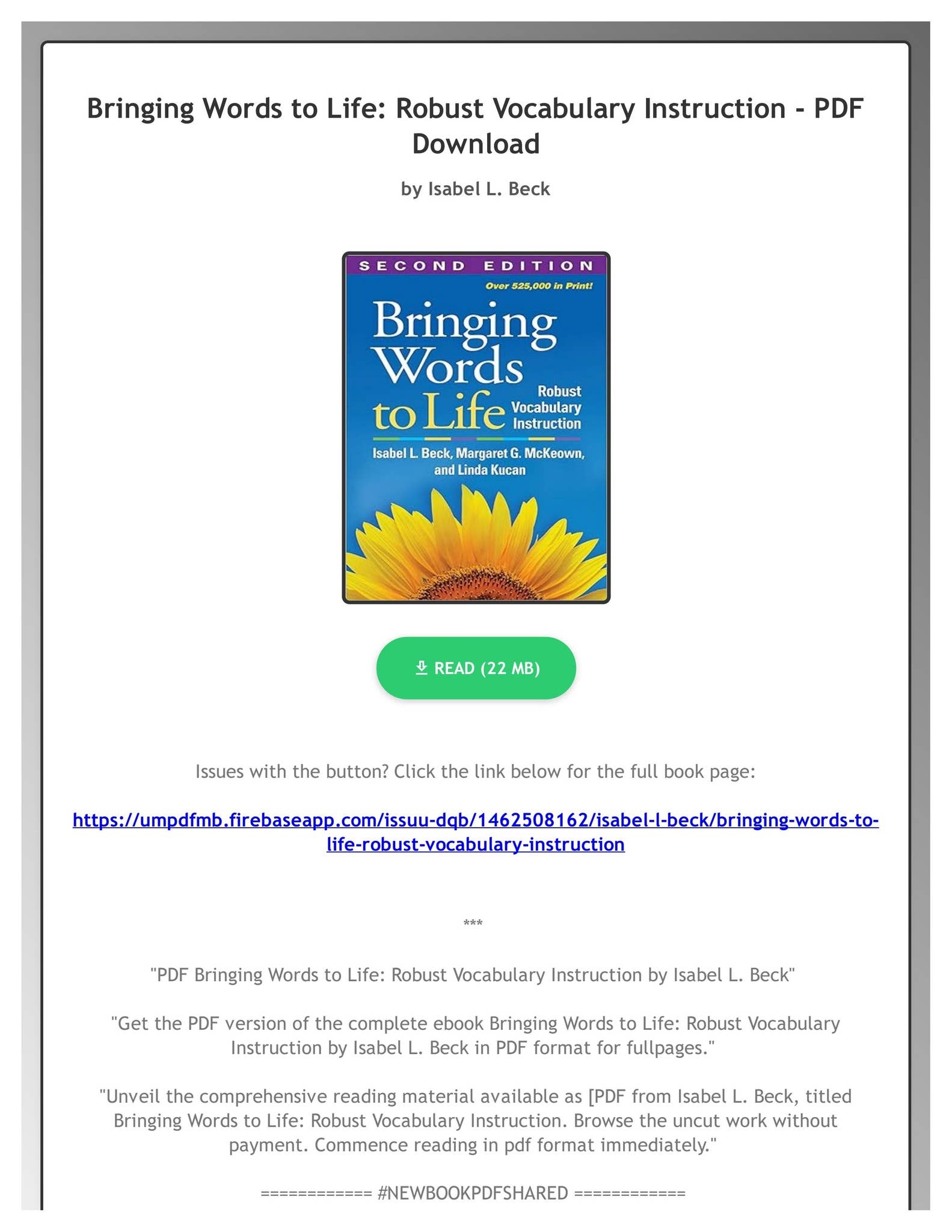 PDF Bringing Words To Life Robust Vocabulary Instruction By 