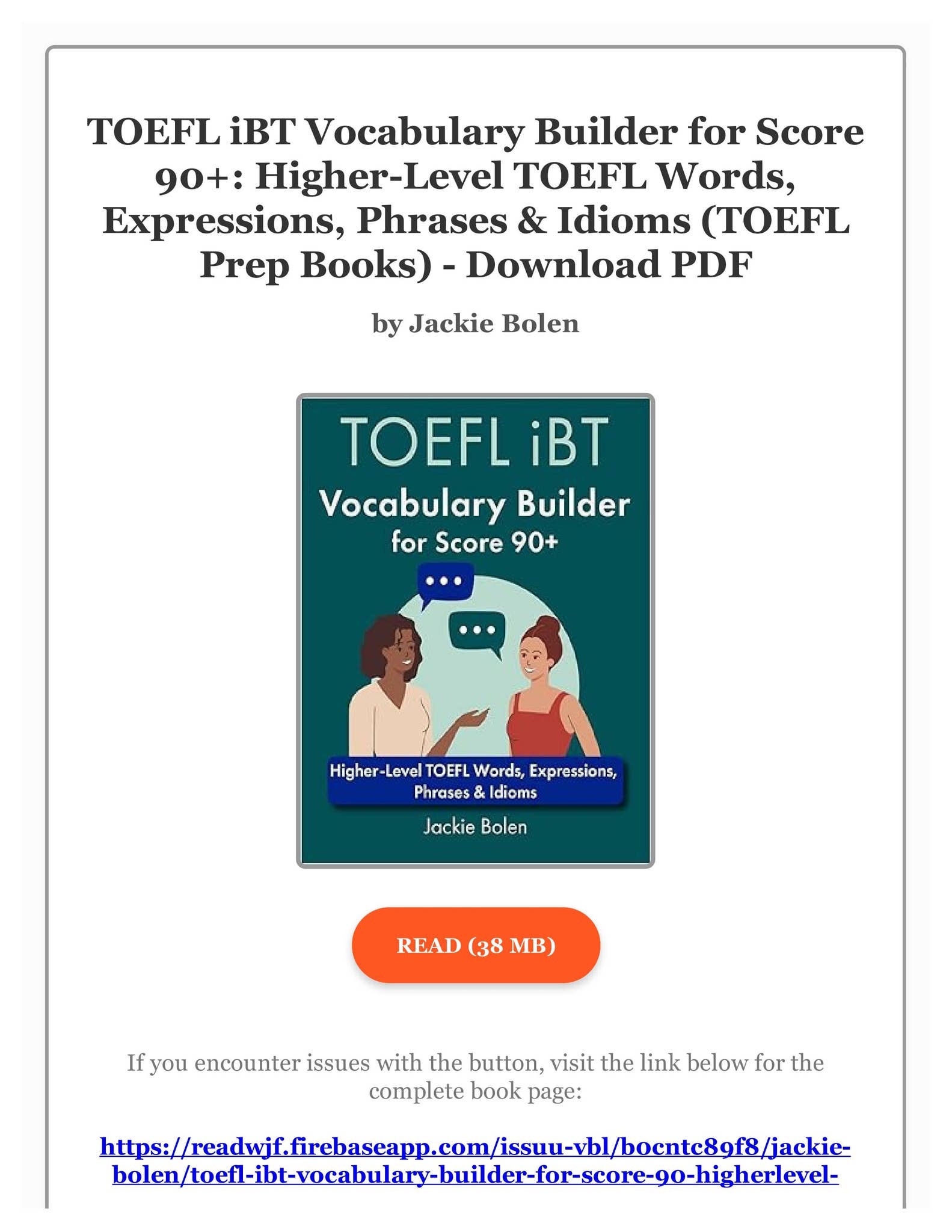 PDF Download TOEFL IBT Vocabulary Builder For Score 90 Higher Level TOEFL Words Expressions Phra By SunnyCrookshb Issuu