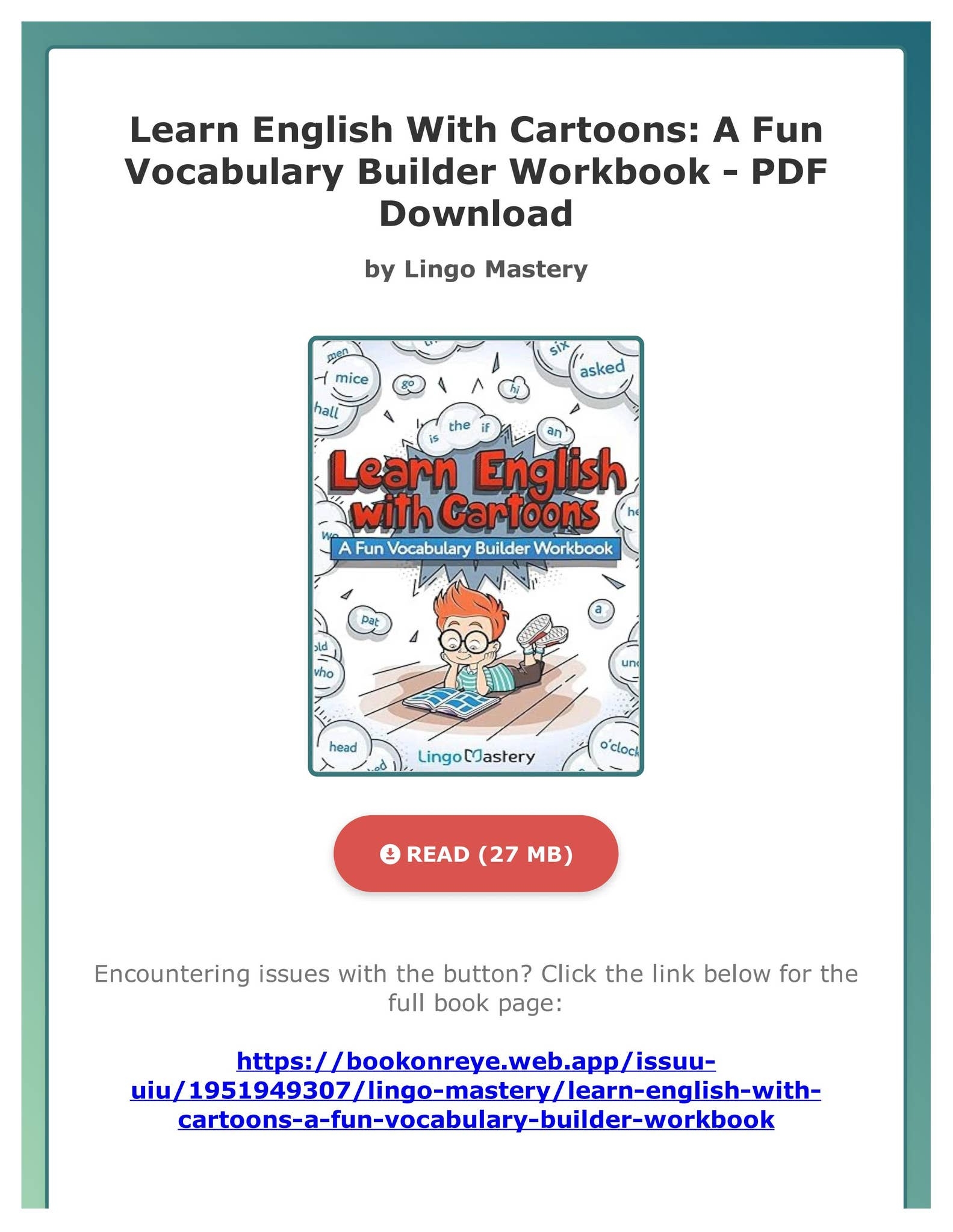PDF PDF Learn English With Cartoons A Fun Vocabulary Builder Workbook By Lingo Mastery By JerdeIIIcm Issuu