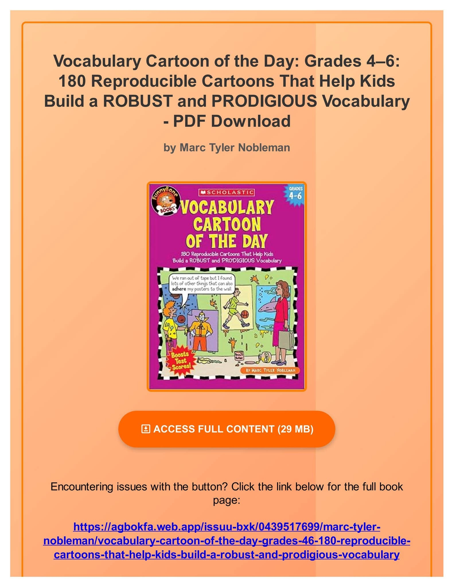 PDF Vocabulary Cartoon Of The Day Grades 4 6 180 Reproducible Cartoons That Help Kids Build A ROB By AmyBaumbachff Issuu