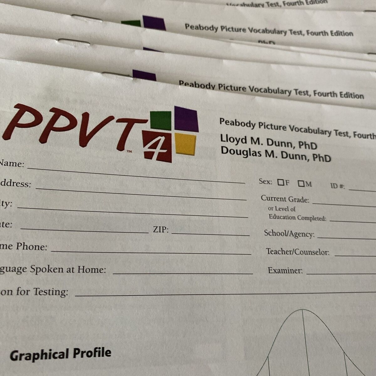 Peabody Picture Vocabulary Test 4 Lot Of 13 Test Protocol Forms 