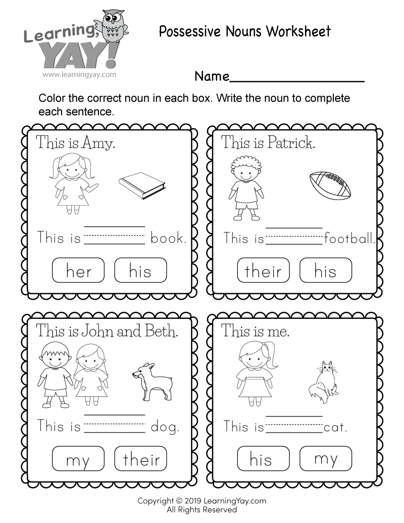 nouns worksheets for grade 1