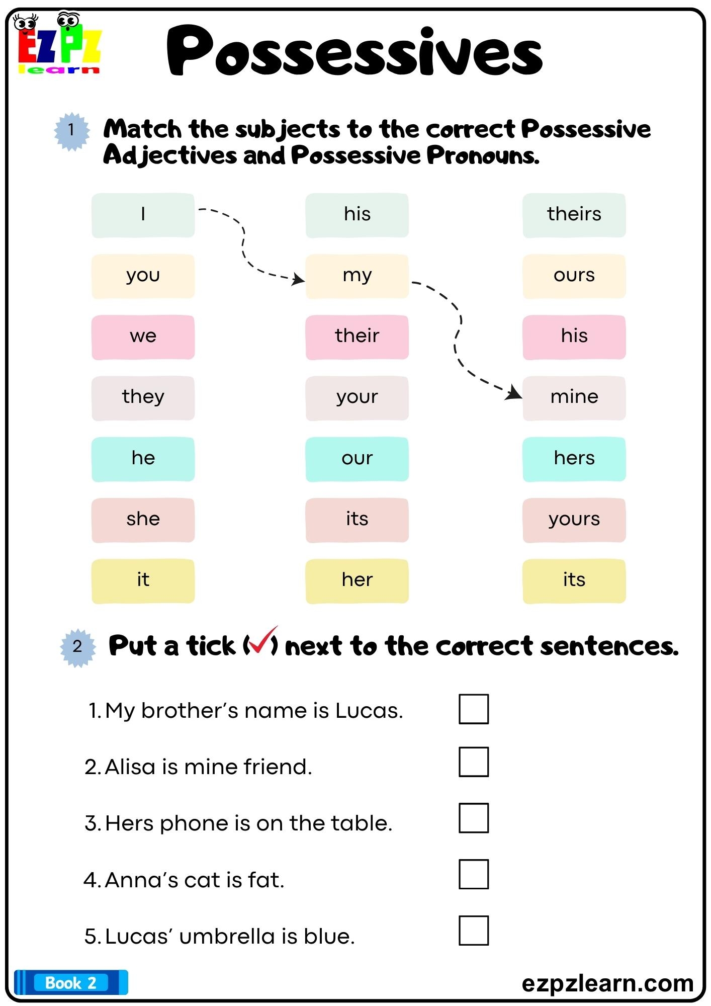 nouns pronouns and adjectives worksheet