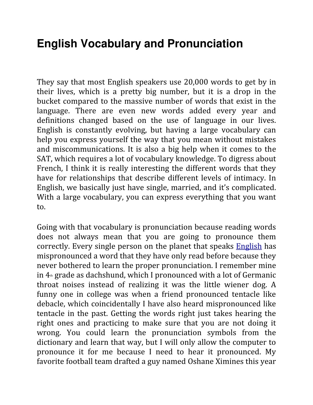 english vocabulary pronunciation