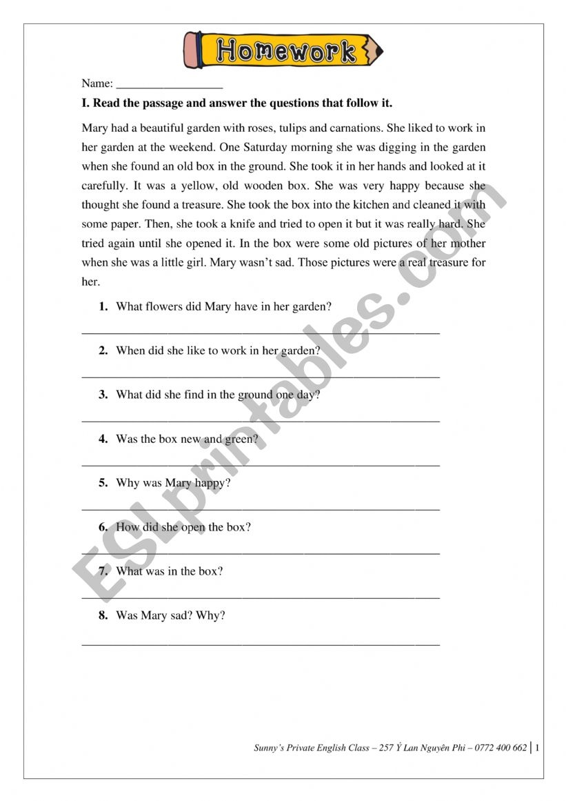 Practice Test For Reading Comprehension Past Simple ESL Worksheet By Trdieuuyen