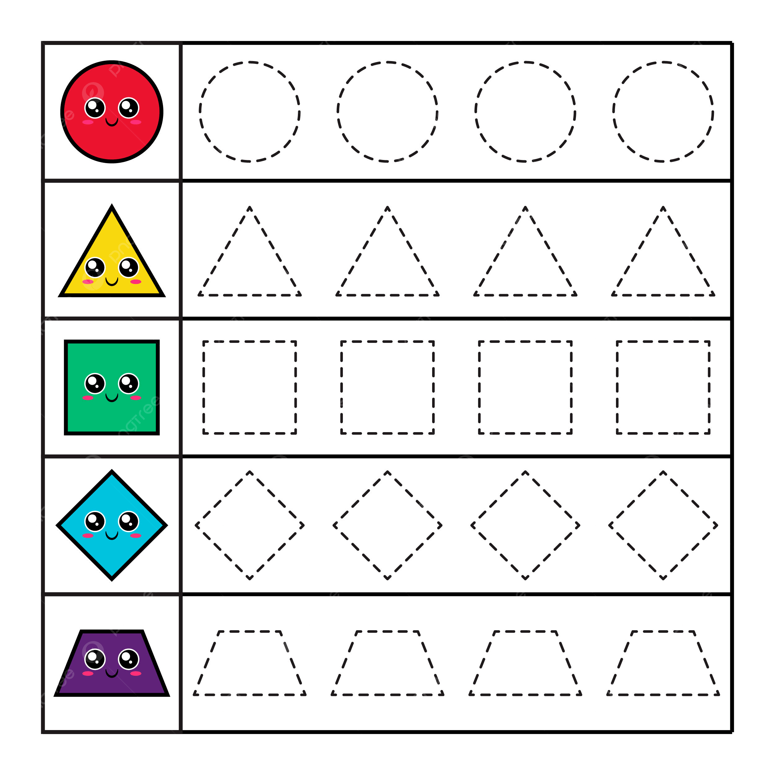 Preschool Shape Tracing Workbook With A Fun And Educational Way To Learn Basic Geometric Forms Vector Template Download On Pngtree