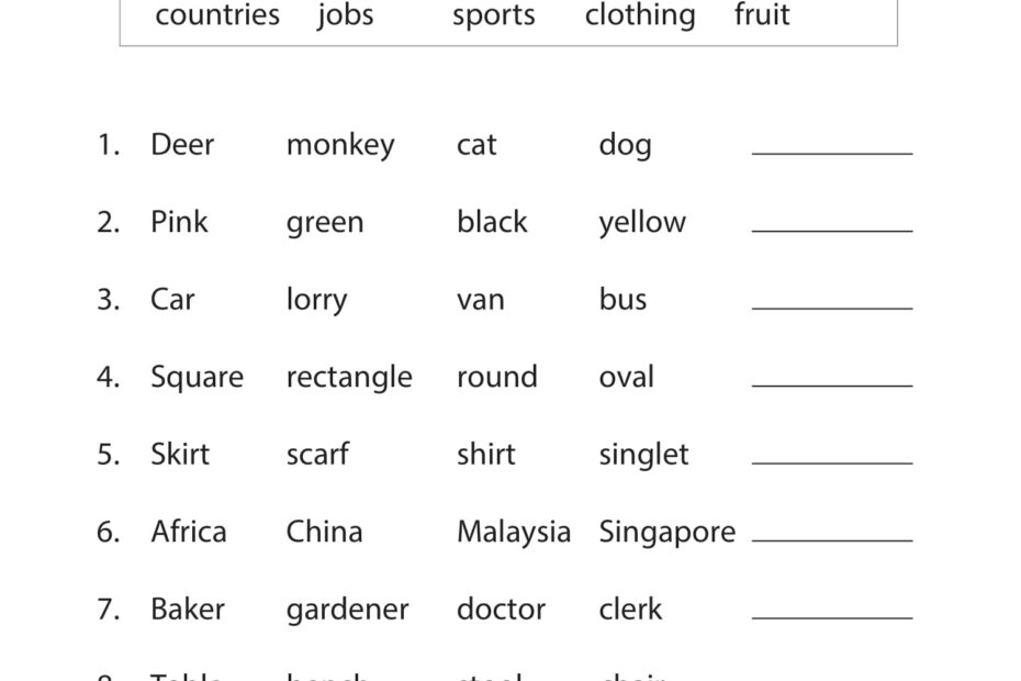 Primary 1 English Vocabulary Practice CPD Singapore Education Services Pte Ltd