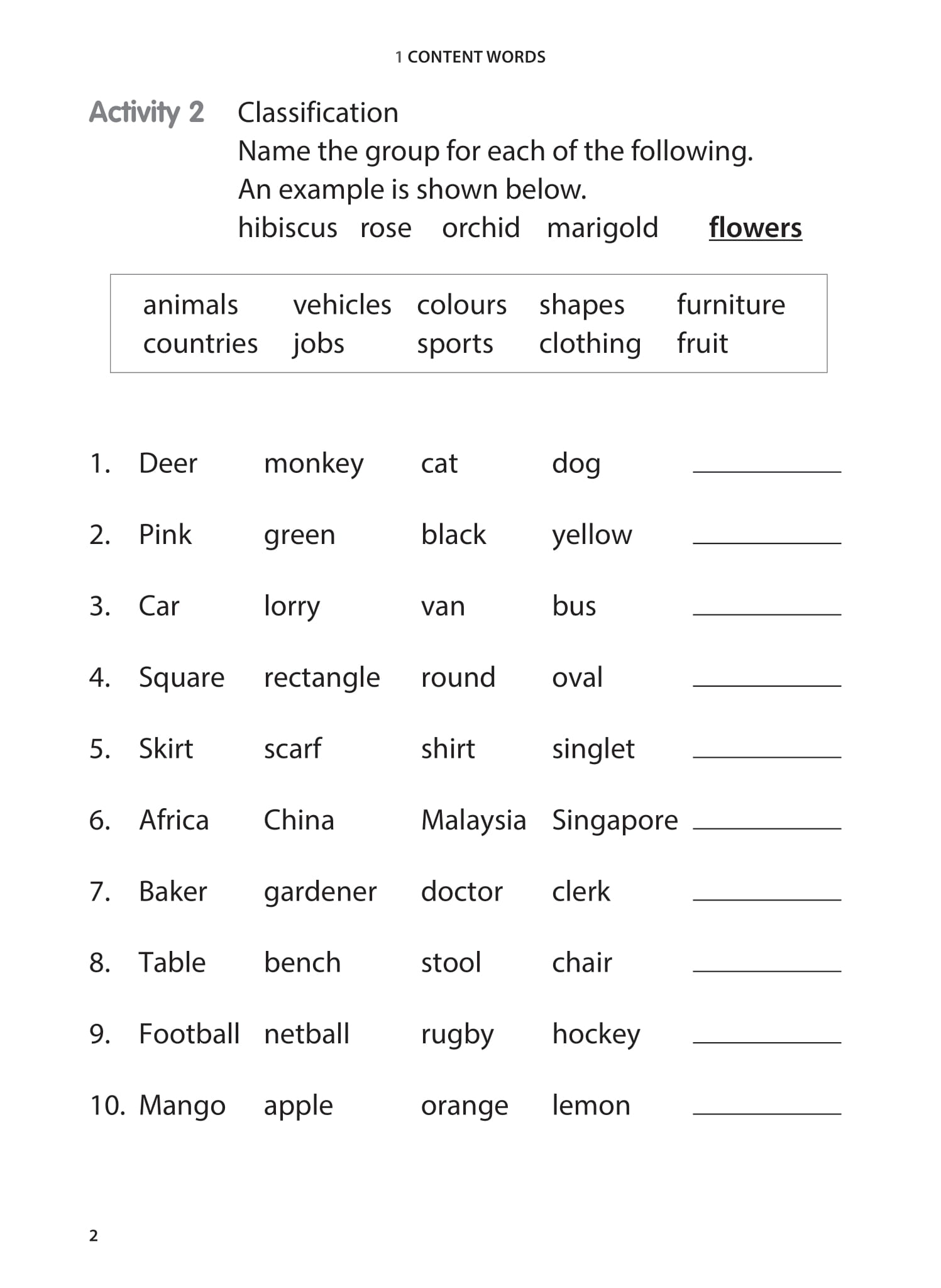 Primary 1 English Vocabulary Practice CPD Singapore Education Services Pte Ltd