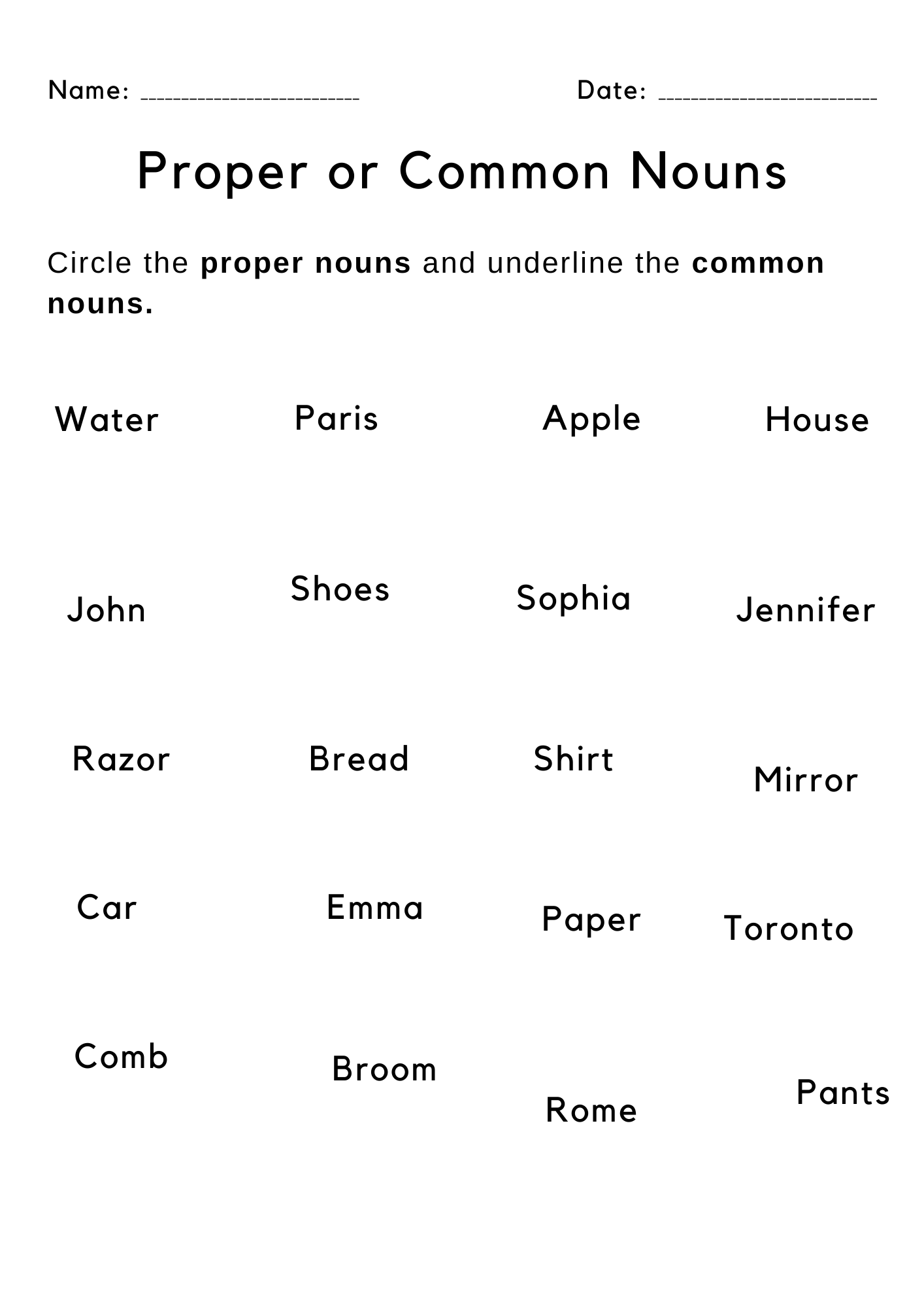 common and proper nouns