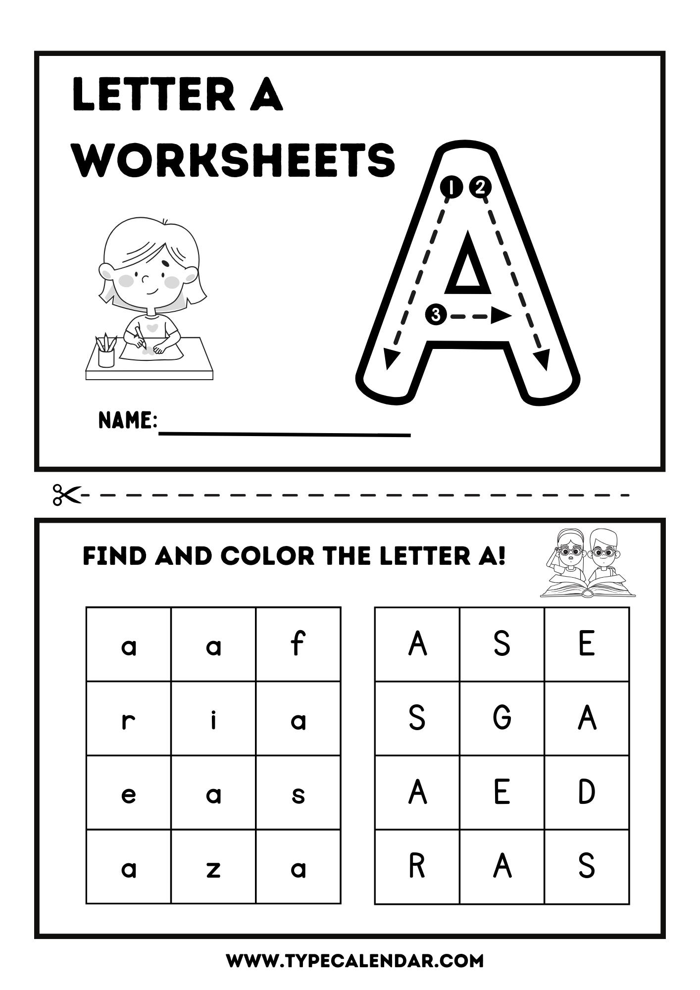 printable letter a worksheets