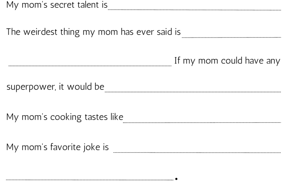 Printable Mothers Day Mother s Day Fill In The Blank Fun Activity Worksheet Made By Teachers