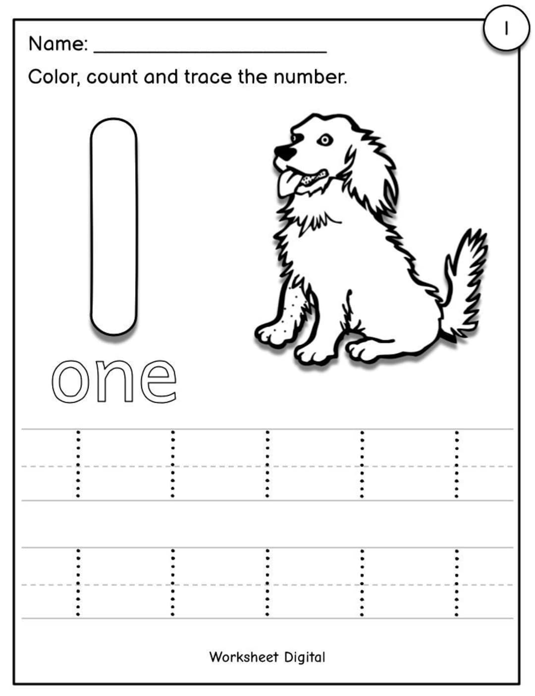 tracing worksheet for number 1
