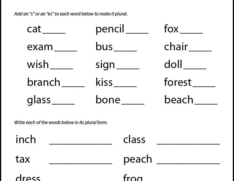 Printable Plural Nouns Worksheets For Kids Tree Valley Academy