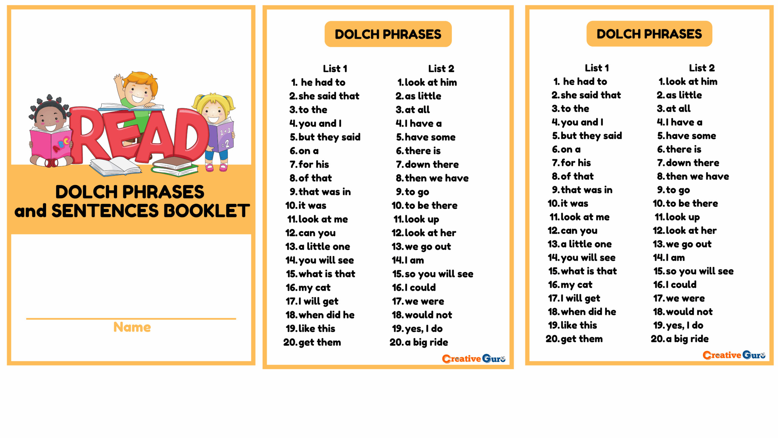 Printable Remedial Reading Materials DOLCH Phrases And Sentences Creative Guro