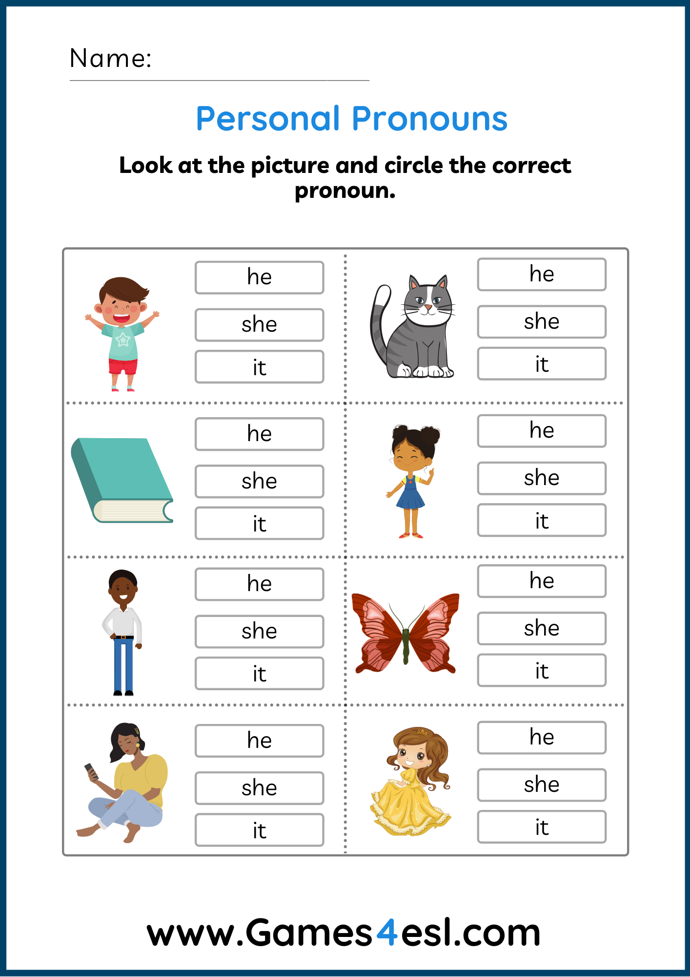 personal nouns worksheet