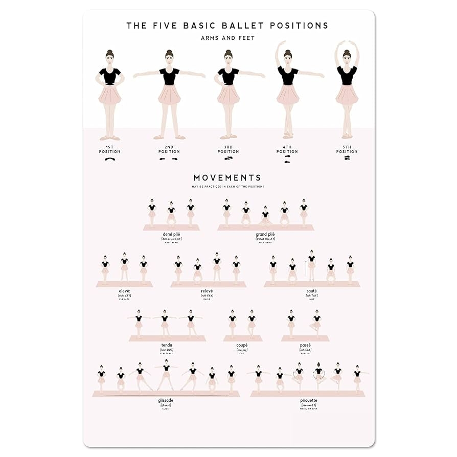QSHPO Ballet Dancer Metal Signsthe Five Basic Ballet Positions Posters Ballet Dancer S Gift Vintage Plaque Poster 12x17 Inches