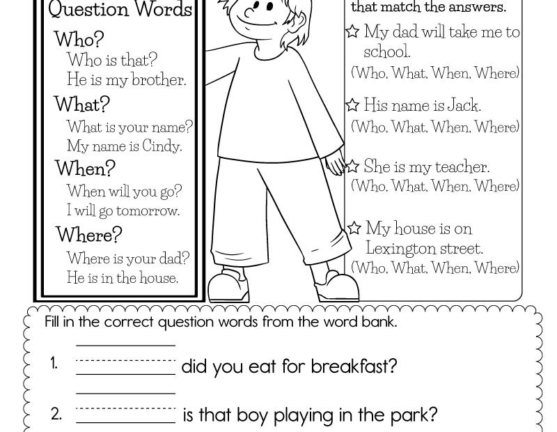 Question Words Worksheet Free Printable Digital U0026 PDF