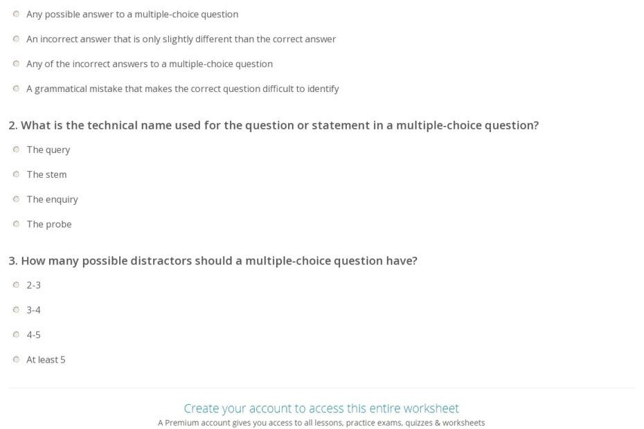 Quiz U0026 Worksheet Characteristics Of Multiple Choice Questions Study