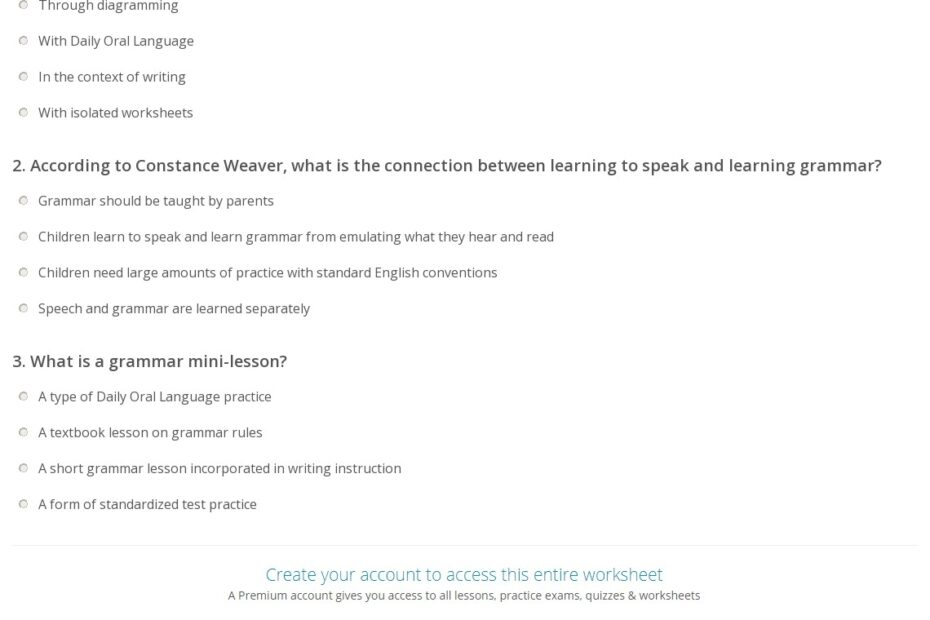 Quiz U0026 Worksheet High School Grammar Instruction Study