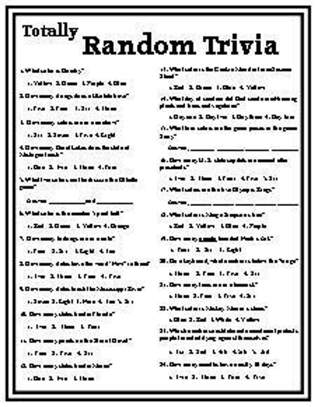 Random Trivia totally Random Trivia Etsy