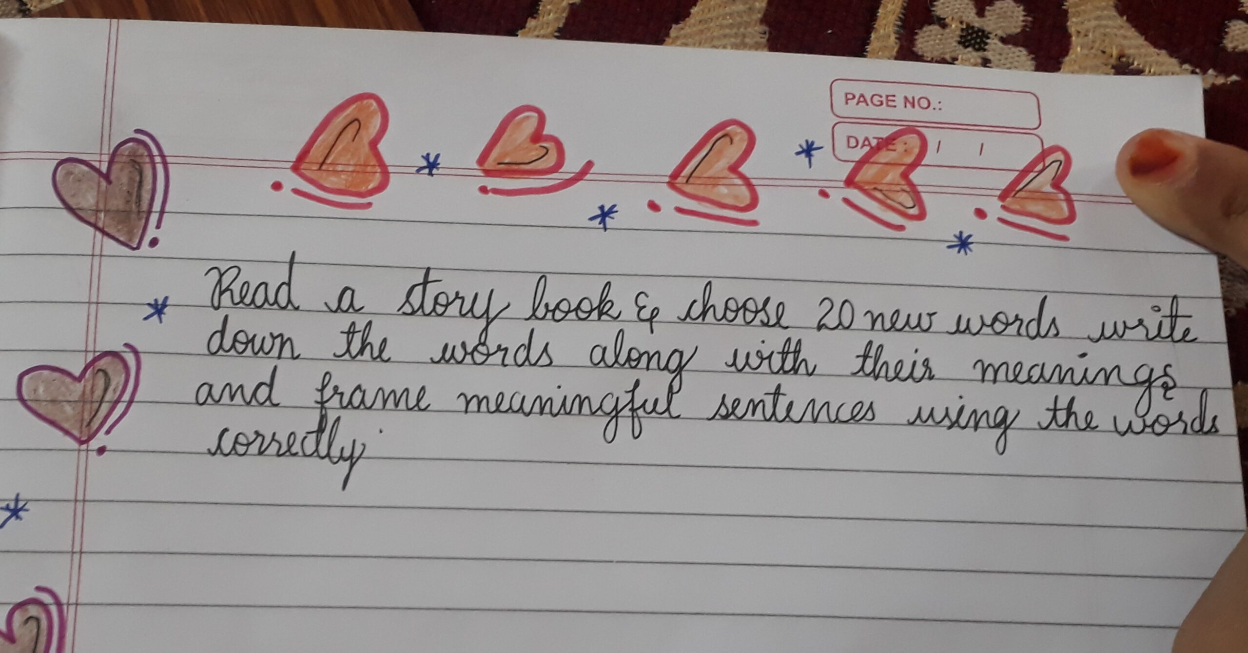 Read A Story Book Choose 20 New Words Write Down The Words 