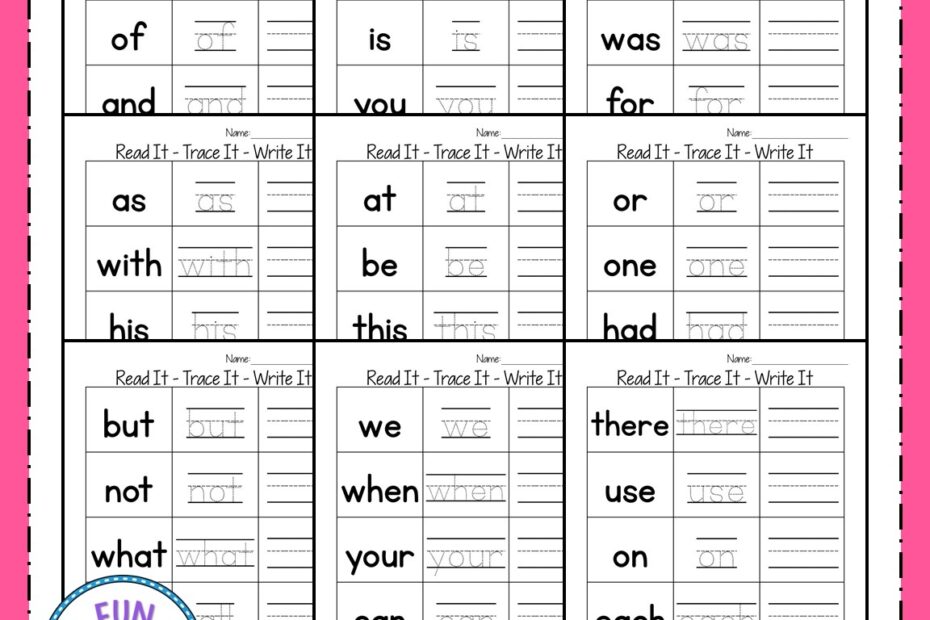 Read It Trace It Write It Fry s First 100 Sight Words Fun