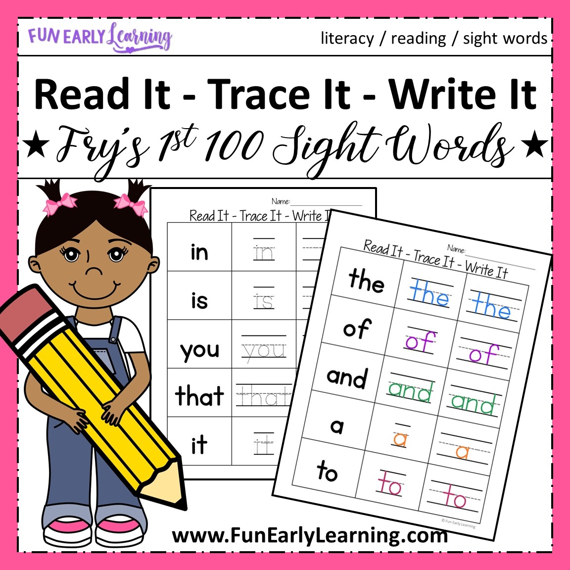 printable word tracing for kindergarten