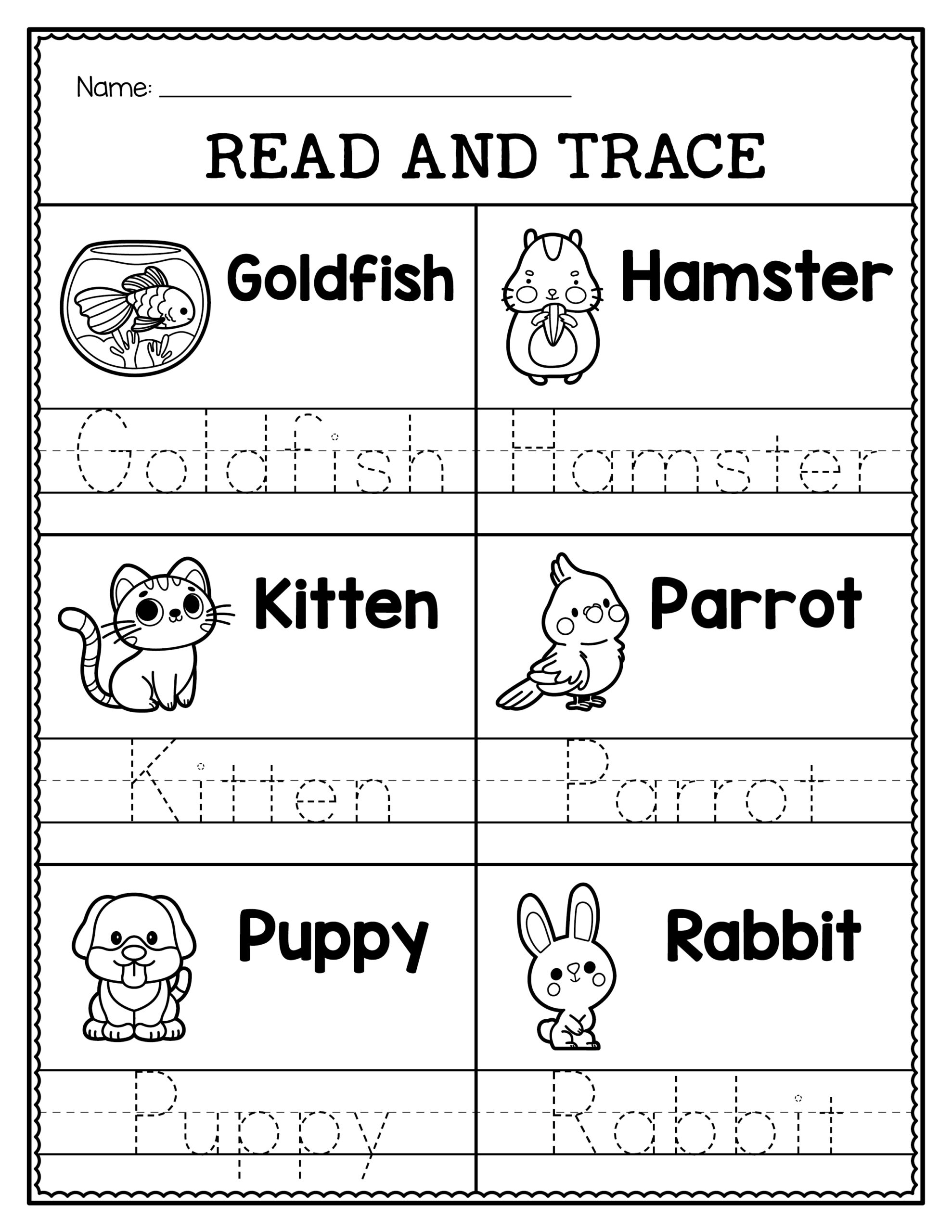 Read U0026 Trace Worksheets 