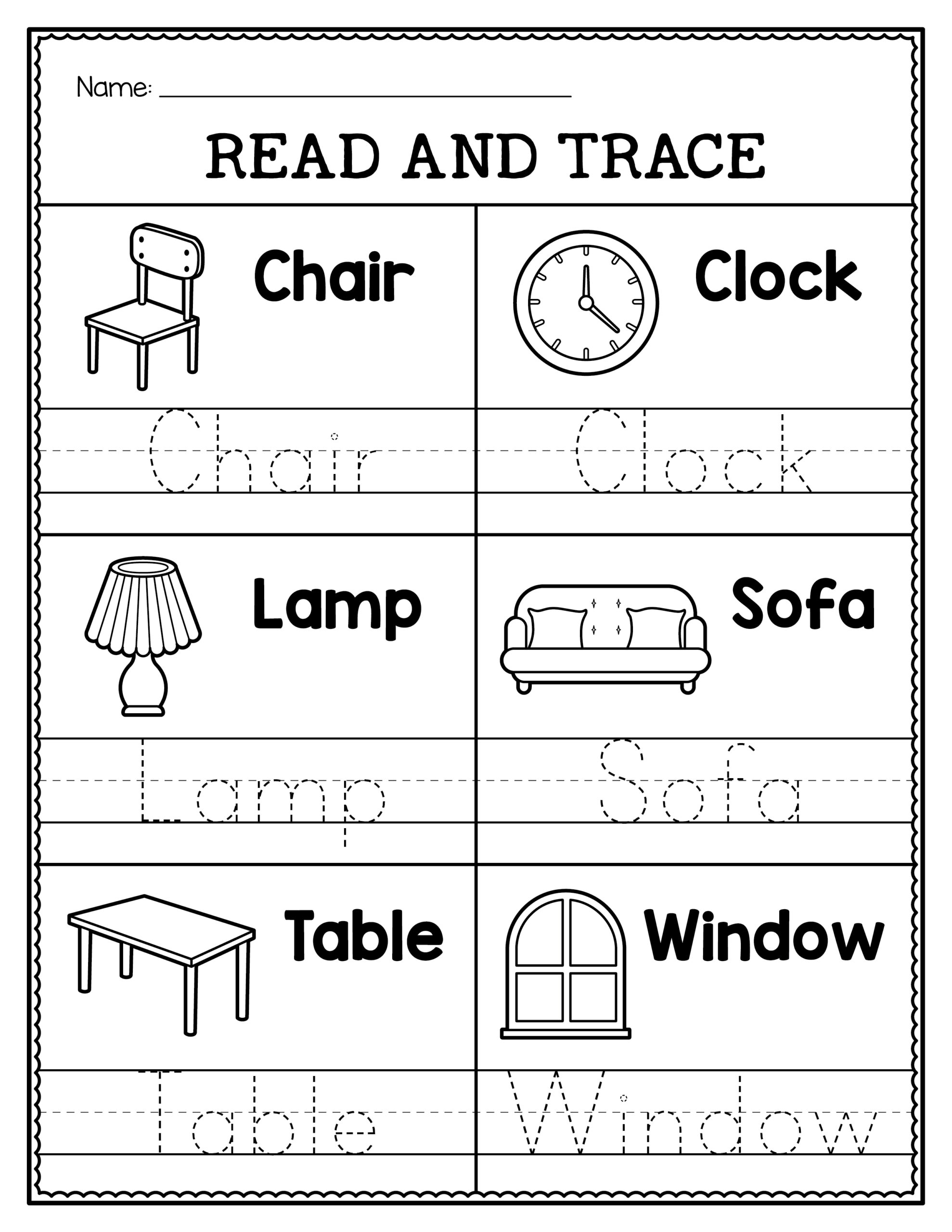 Read U0026 Trace Worksheets 