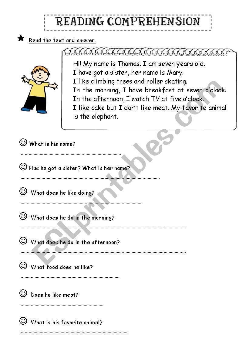 reading comprehension exam with answers
