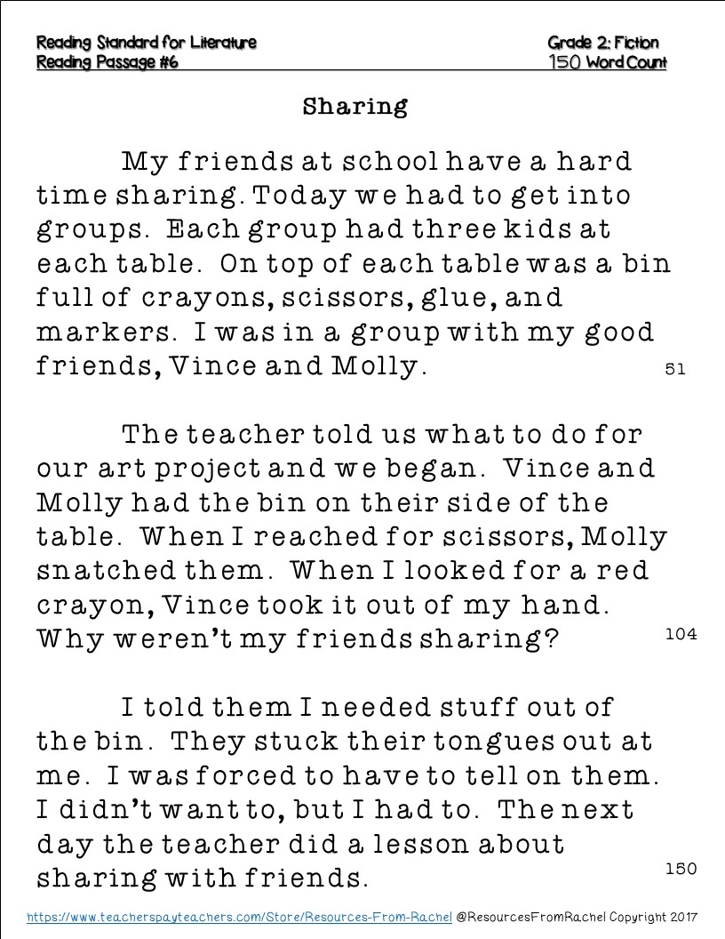2nd grade reading with questions