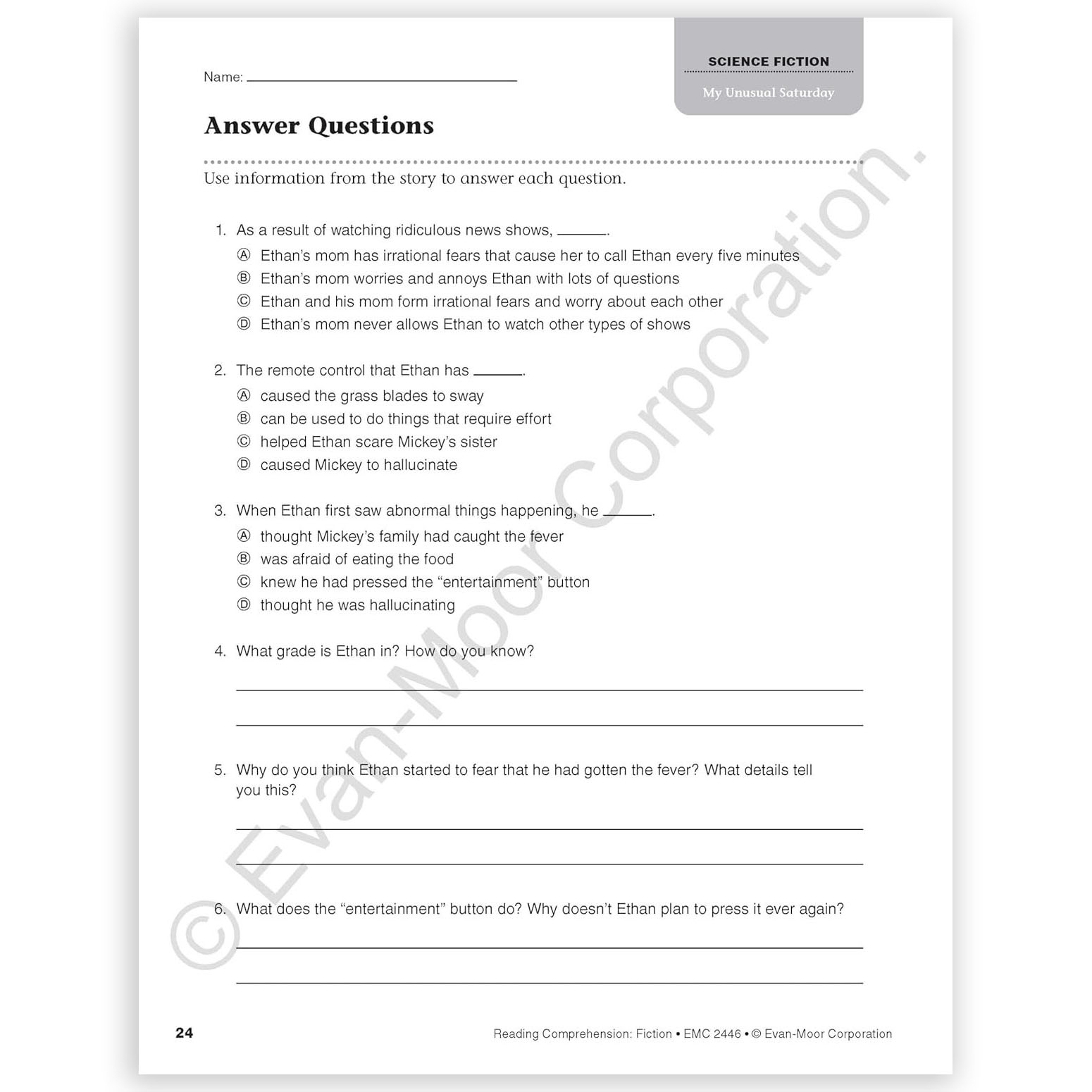 science reading comprehension worksheets 6th grade