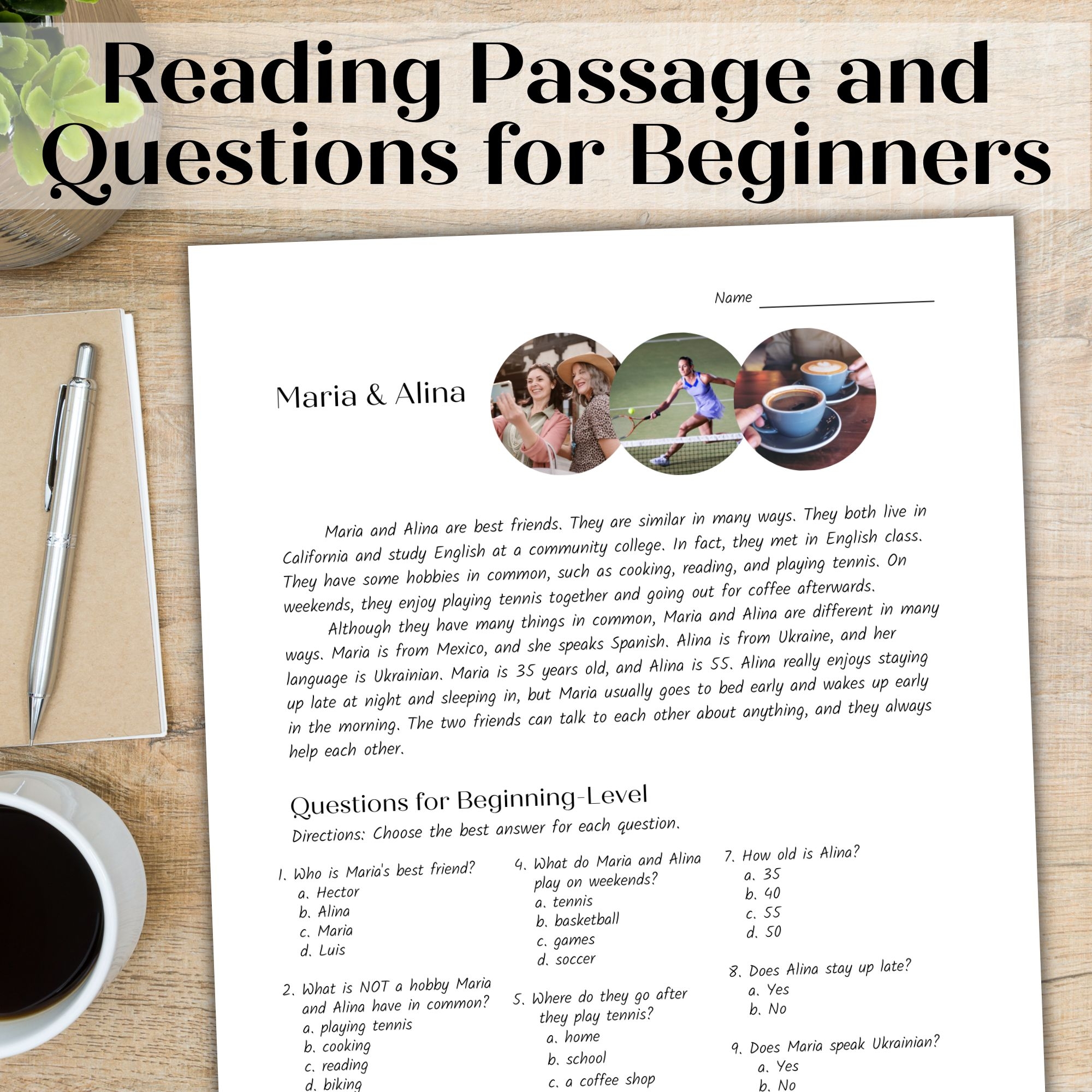 Reading Comprehension Passage And Activities For Beginner And Intermediate Adult ESL Maria s Best Friend Classful