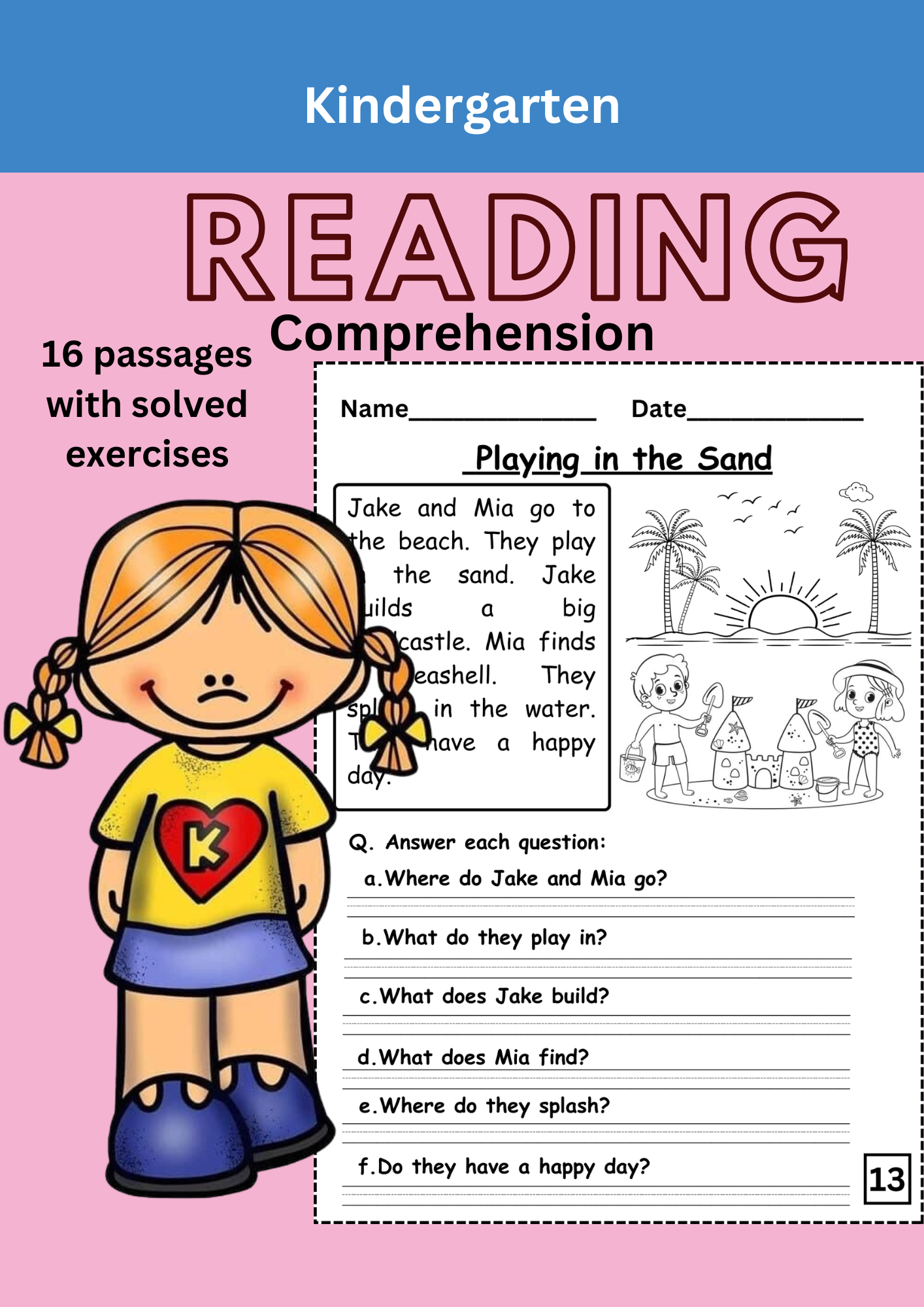 Reading Comprehension Passage For Kindergarten Level A Basic Level Free