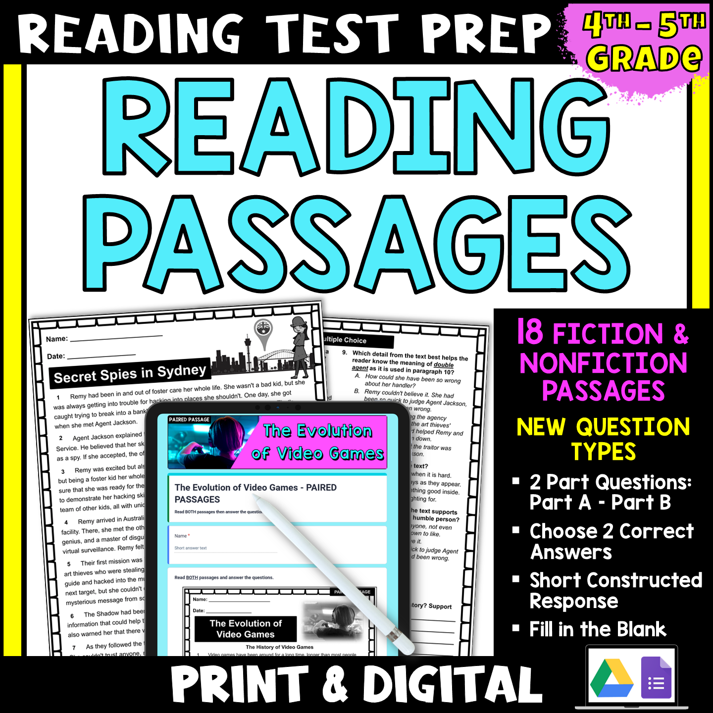 reading passages with comprehension questions