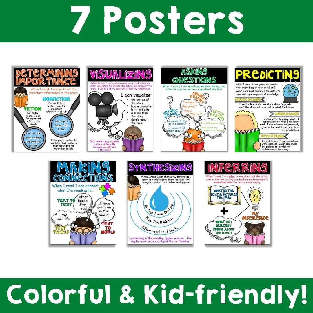 Reading Comprehension Strategies Posters Connections Predicting Visualize Synthesize U0026 MORE THE CLASSROOM NOOK