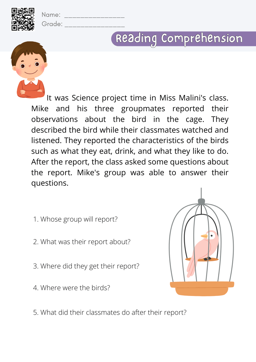 reading worksheets printable grade 3