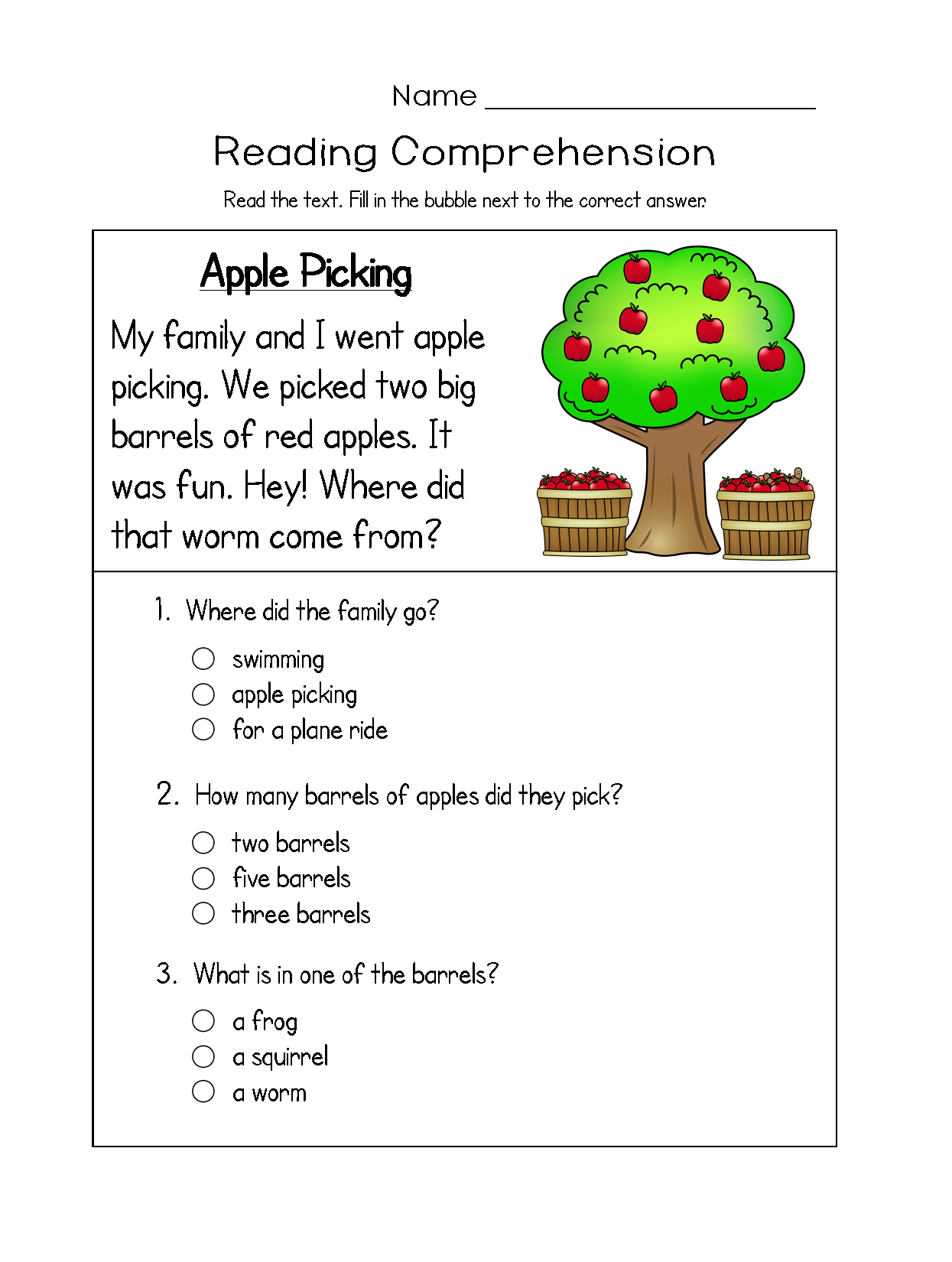 Reading Comprehension Worksheets Best Coloring Pages For Kids