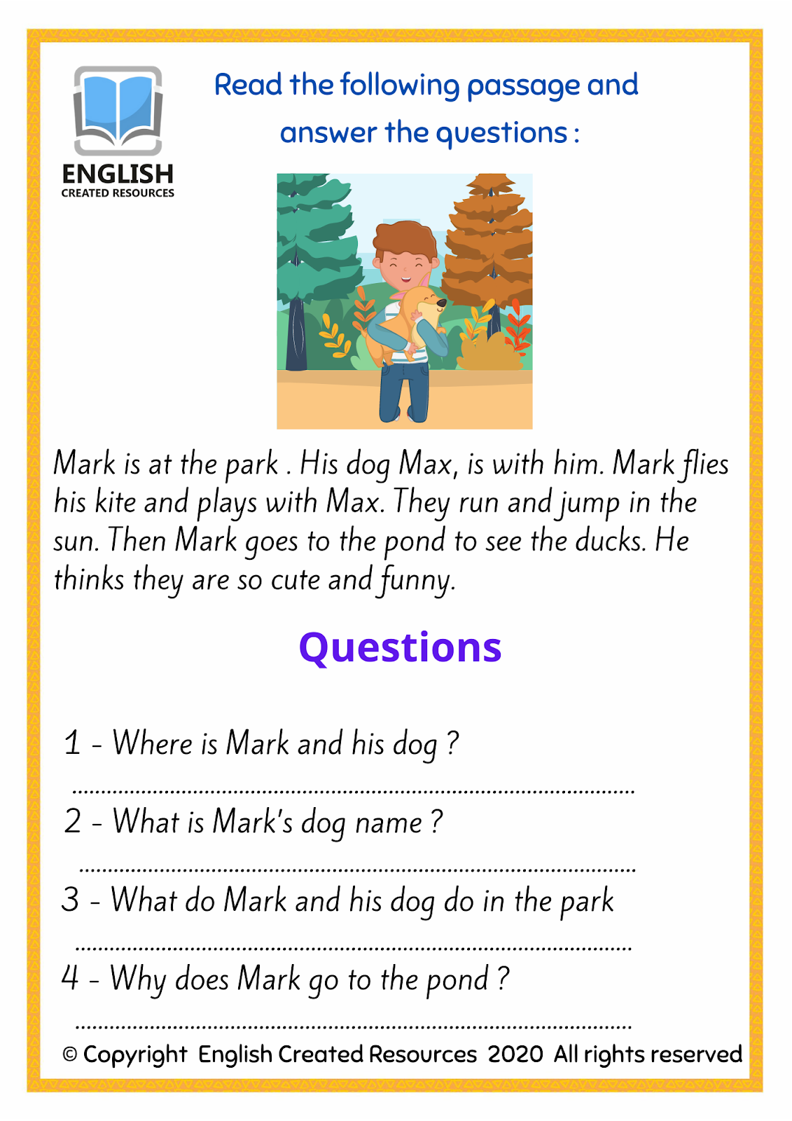 Reading Comprehension Worksheets English Created Resources Worksheets Library