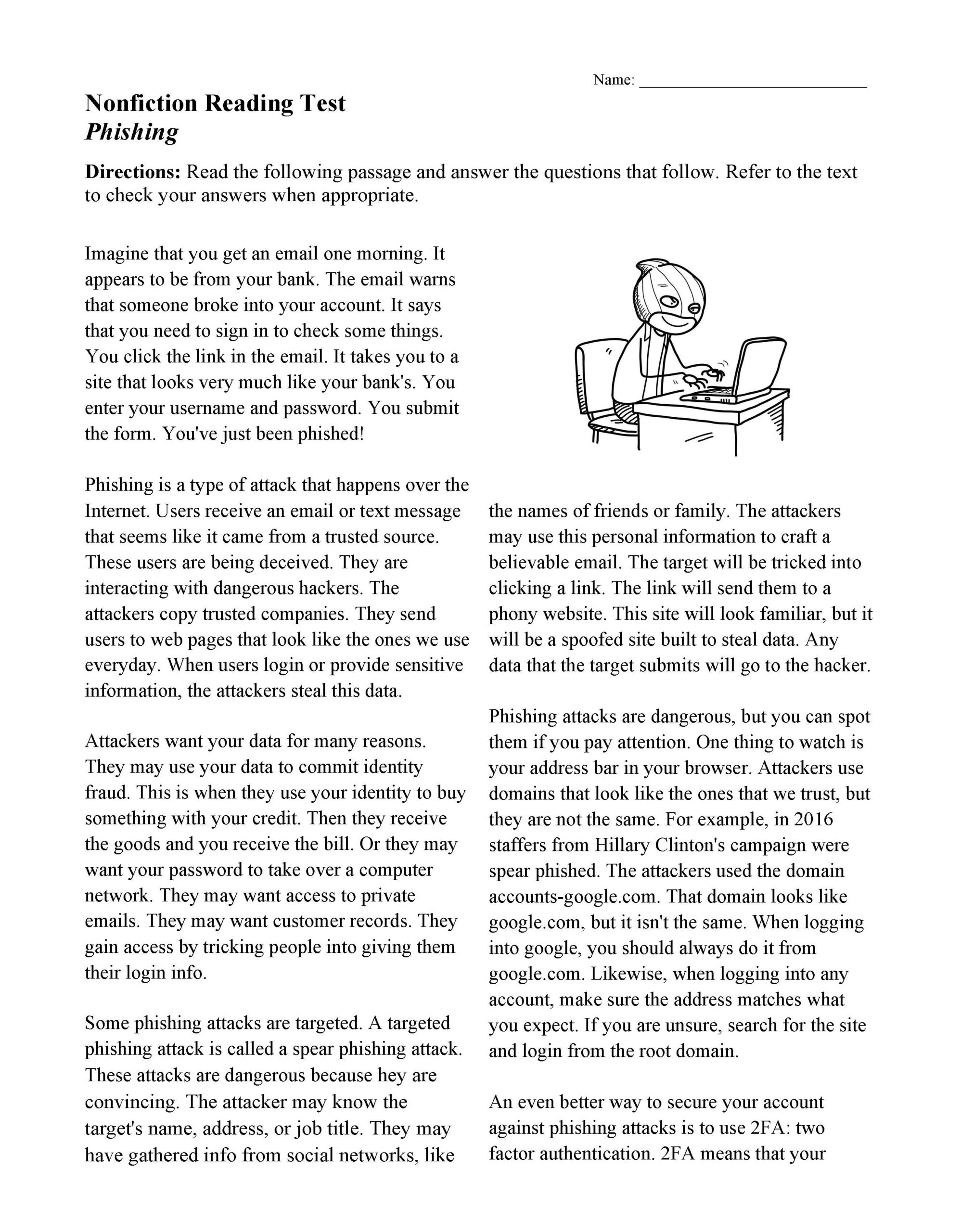 free online comprehension test